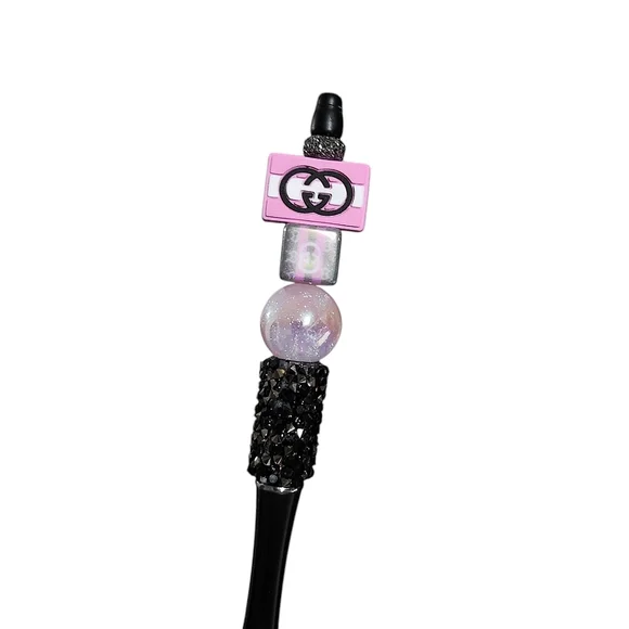 Fashion Fancy Bling Custom Beaded Ballpoint Twist Pen Focal Bead Pink - Picture 2 of 6